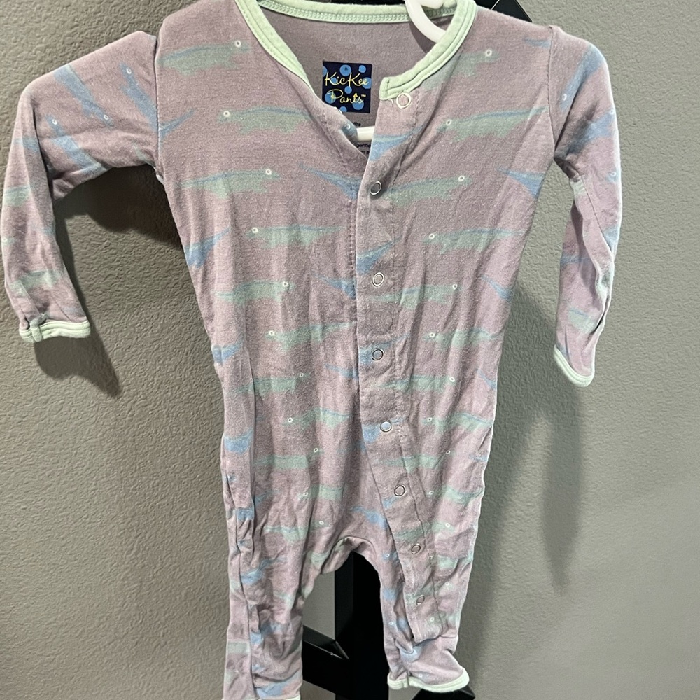 Kickee Pants Purple and Green Bodysuit Soft and Stylish
